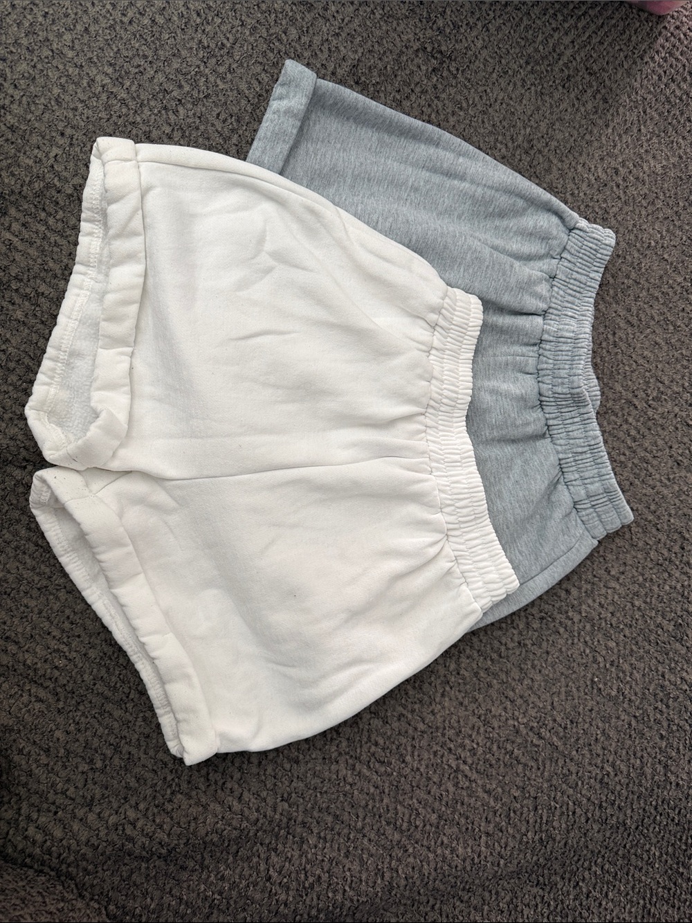 SHEIN White and Light Gray Athletic Shorts Set